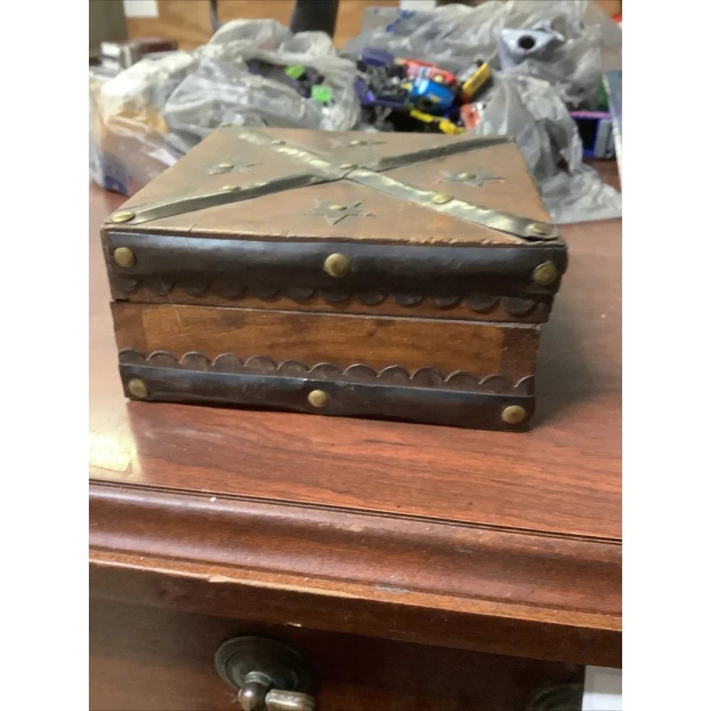 Vintage decorative wooden box Handmade wooden keepsake stars Rustic Cottage